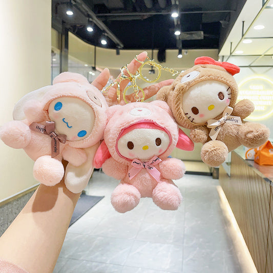 Cute costume bear plush pendant doll Melody doll cartoon keychain plush toy