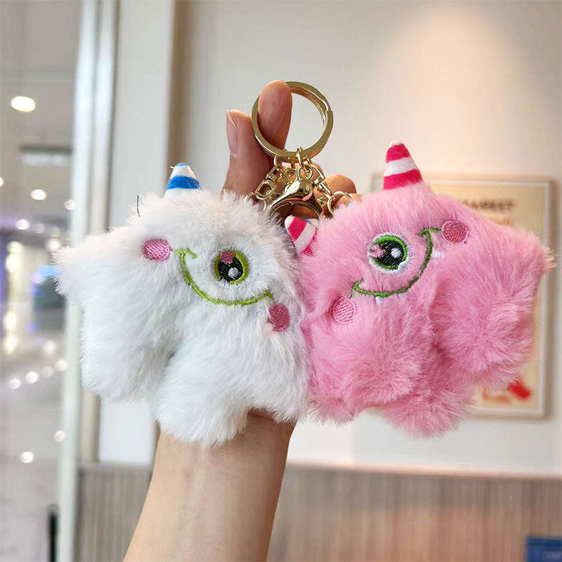 Plush small pendant Big eyes one-eyed monster keychain pendant Cute schoolbag cartoon pendant