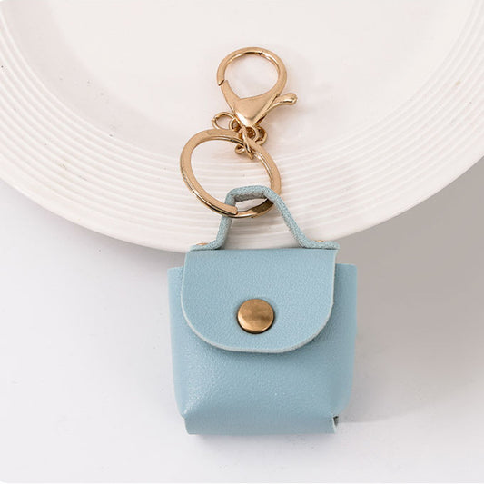 Coin purse Mini small storage bag PU leather solid color square bag key chain accessories car pendant