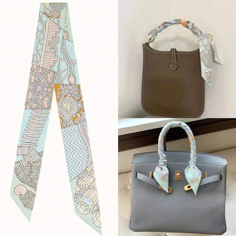 New 2024 Silk wrap Strap Bag handle Silk scarf tie strap Ribbon Decorative streamers headband