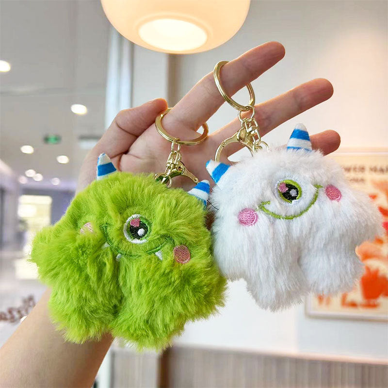 Plush small pendant Big eyes one-eyed monster keychain pendant Cute schoolbag cartoon pendant