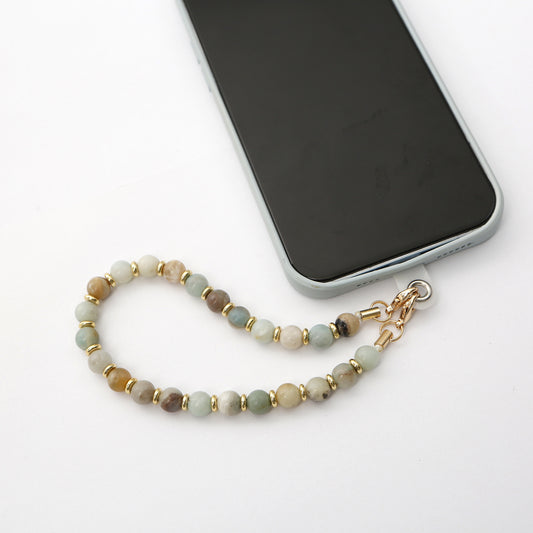 Mobile phone lanyard natural raw stone mobile phone chain obsidian