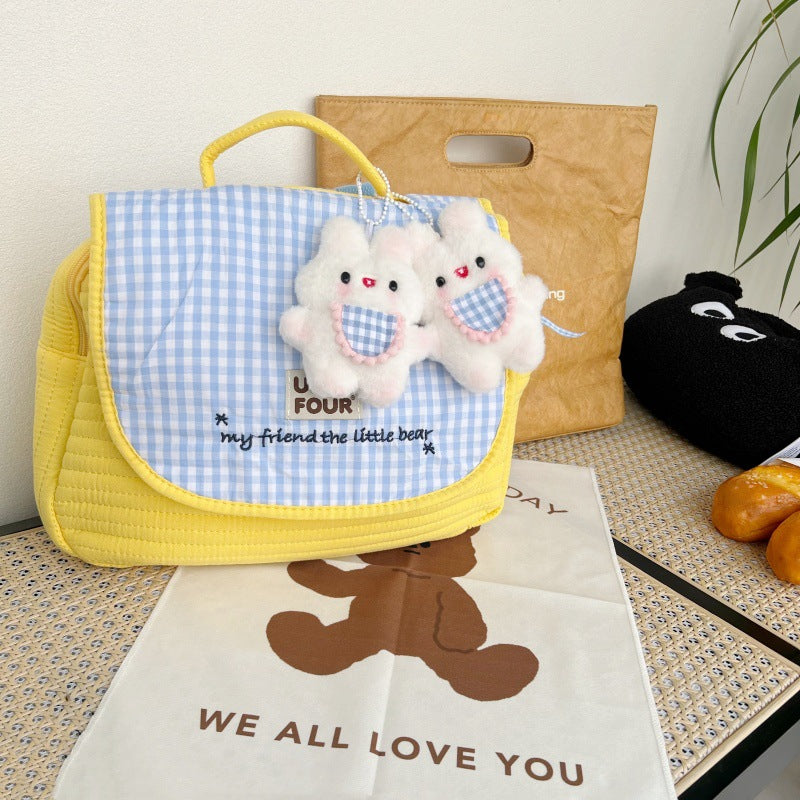 Cartoon plush blush small White rabbit doll pendant cute bunny bag bead chain key chain decoration