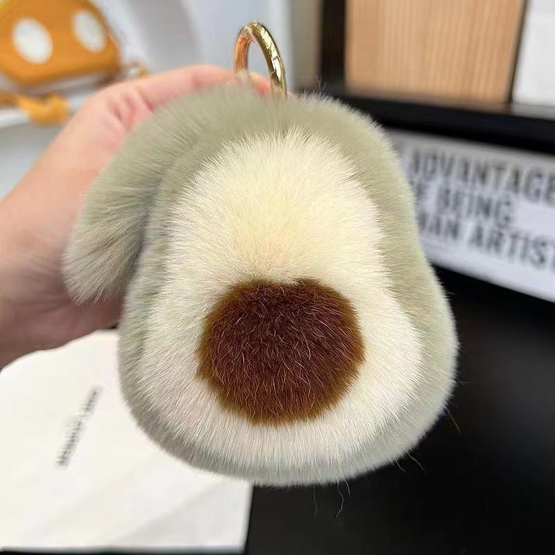 Plush ball school bag hanging gift Cute simulation Beaver rabbit hair avocado car key chain pendant