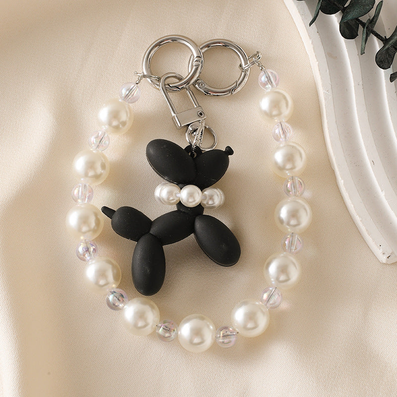 Balloon dog handmade beaded pearl phone chain