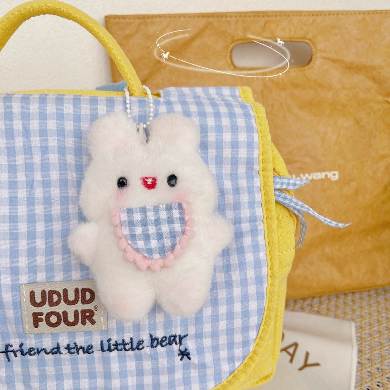 Cartoon plush blush small White rabbit doll pendant cute bunny bag bead chain key chain decoration