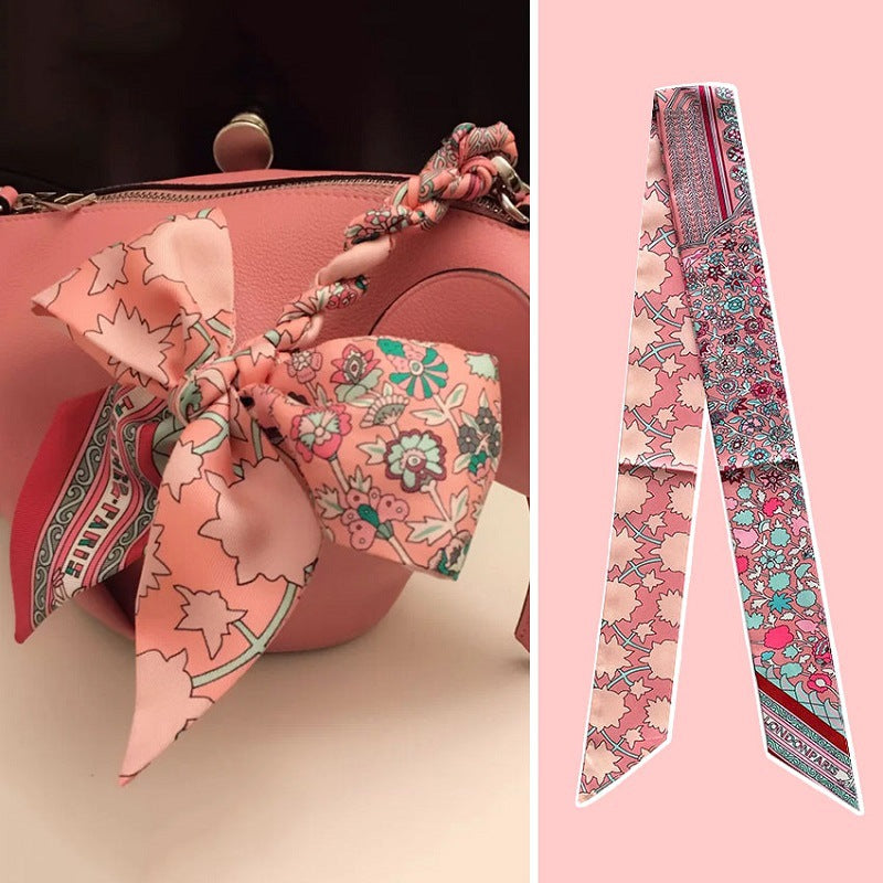 New 2024 Silk wrap Strap Bag handle Silk scarf tie strap Ribbon Decorative streamers headband