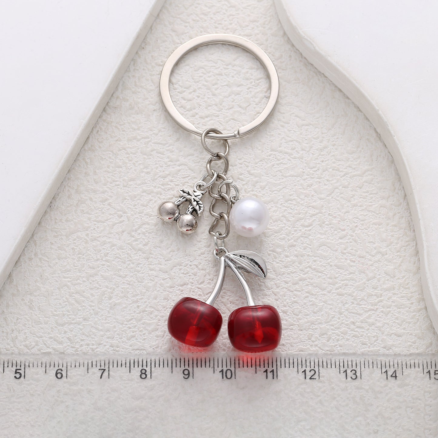 Small transparent cherry pearl keychain cute girl bag crossbody bag small hanging Trinket