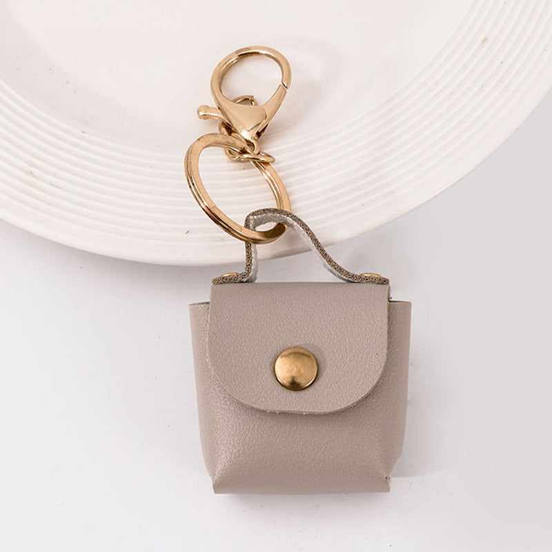 Coin purse Mini small storage bag PU leather solid color square bag key chain accessories car pendant