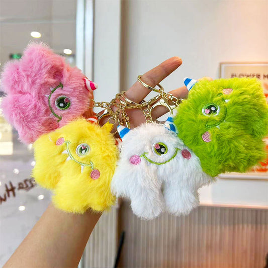 Plush small pendant Big eyes one-eyed monster keychain pendant Cute schoolbag cartoon pendant