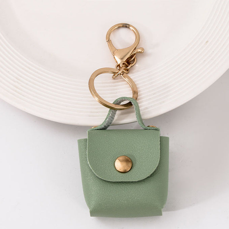 Coin purse Mini small storage bag PU leather solid color square bag key chain accessories car pendant