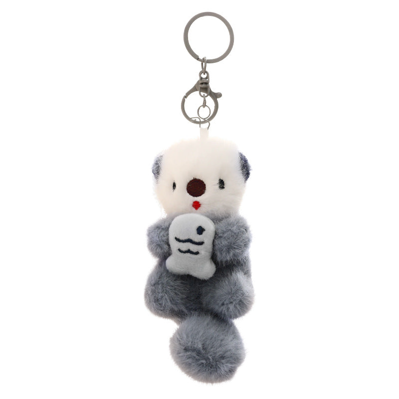 Cute cartoon plush sea otter key chain pendant creative doll doll bag hanging couple small gifts