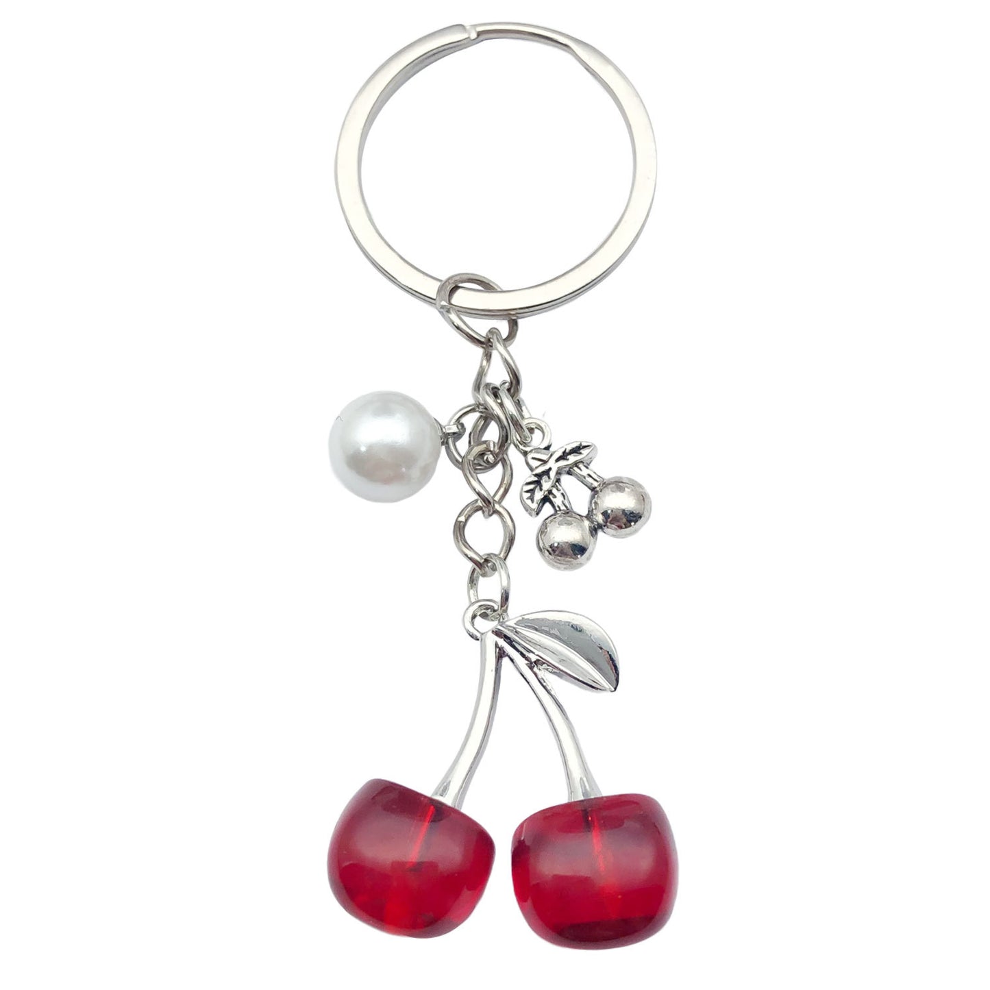 Small transparent cherry pearl keychain cute girl bag crossbody bag small hanging Trinket