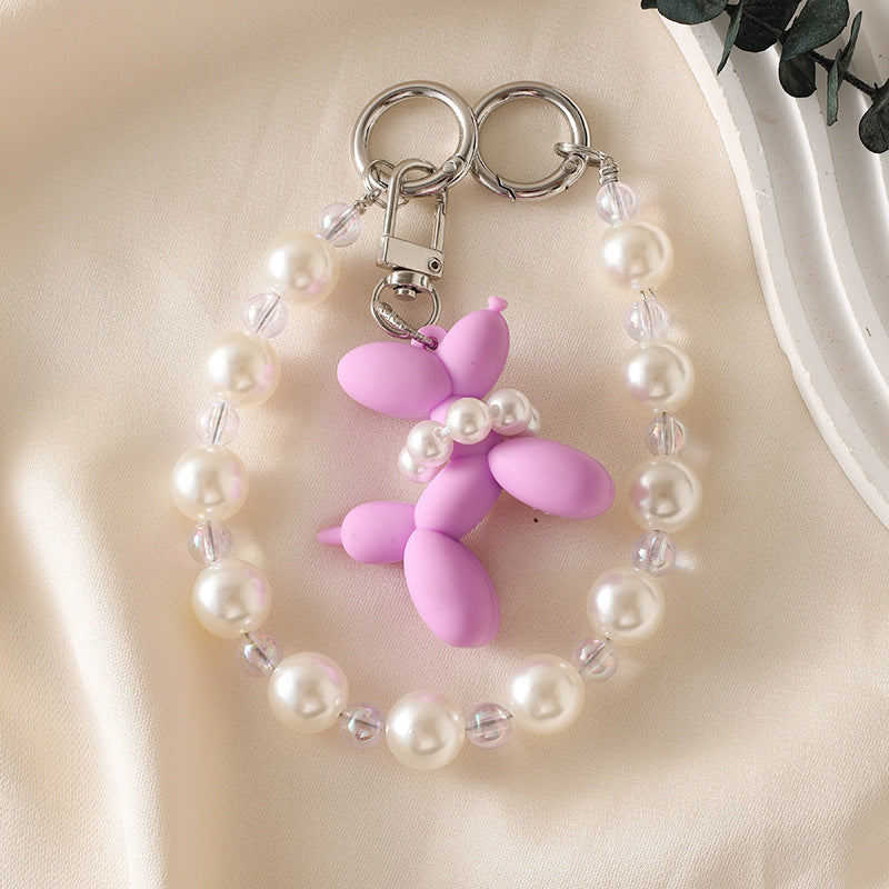 Balloon dog handmade beaded pearl phone chain