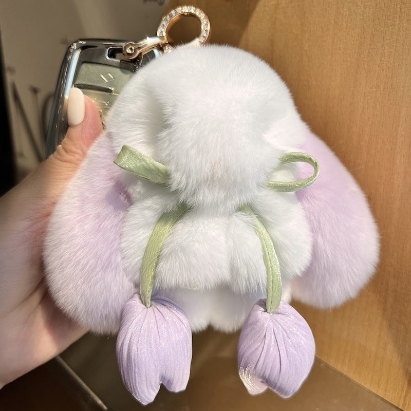 Big ears rabbit soft cute cute plush bag pendant bag hanging decoration key chain