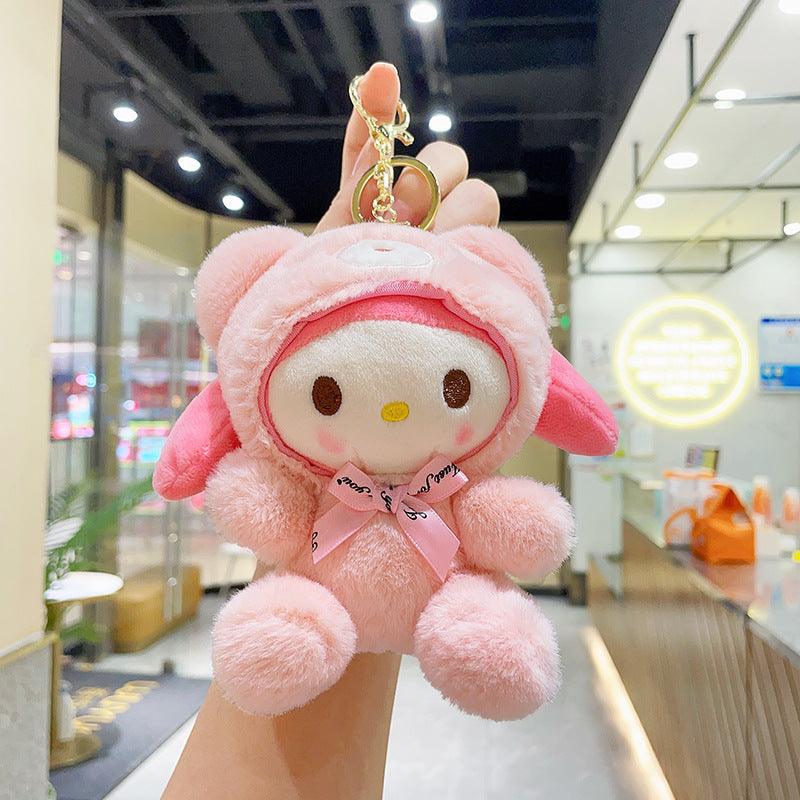 Cute costume bear plush pendant doll Melody doll cartoon keychain plush toy