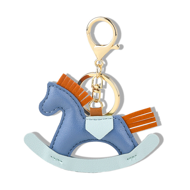 Pony pendant Cartoon Rocking horse leather pendant Handmade leather bag pendant Car keychain