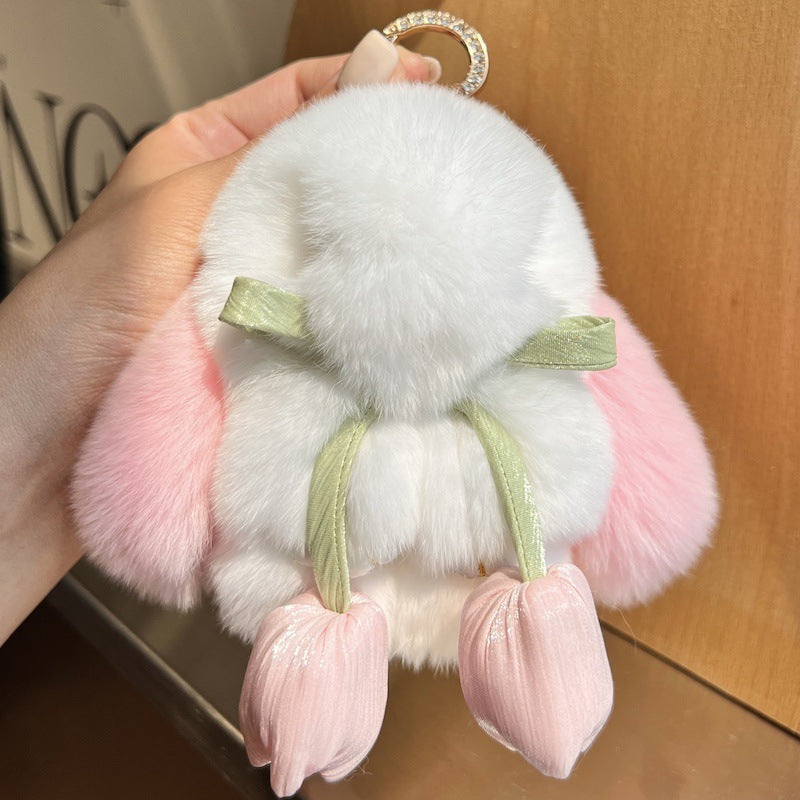 Big ears rabbit soft cute cute plush bag pendant bag hanging decoration key chain