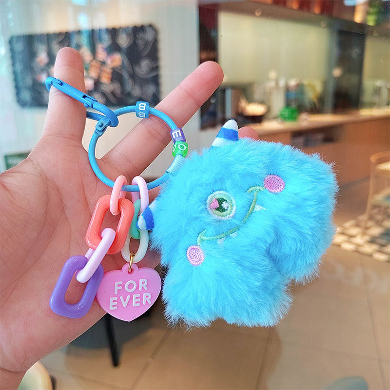 Plush small pendant Big eyes one-eyed monster keychain pendant Cute schoolbag cartoon pendant