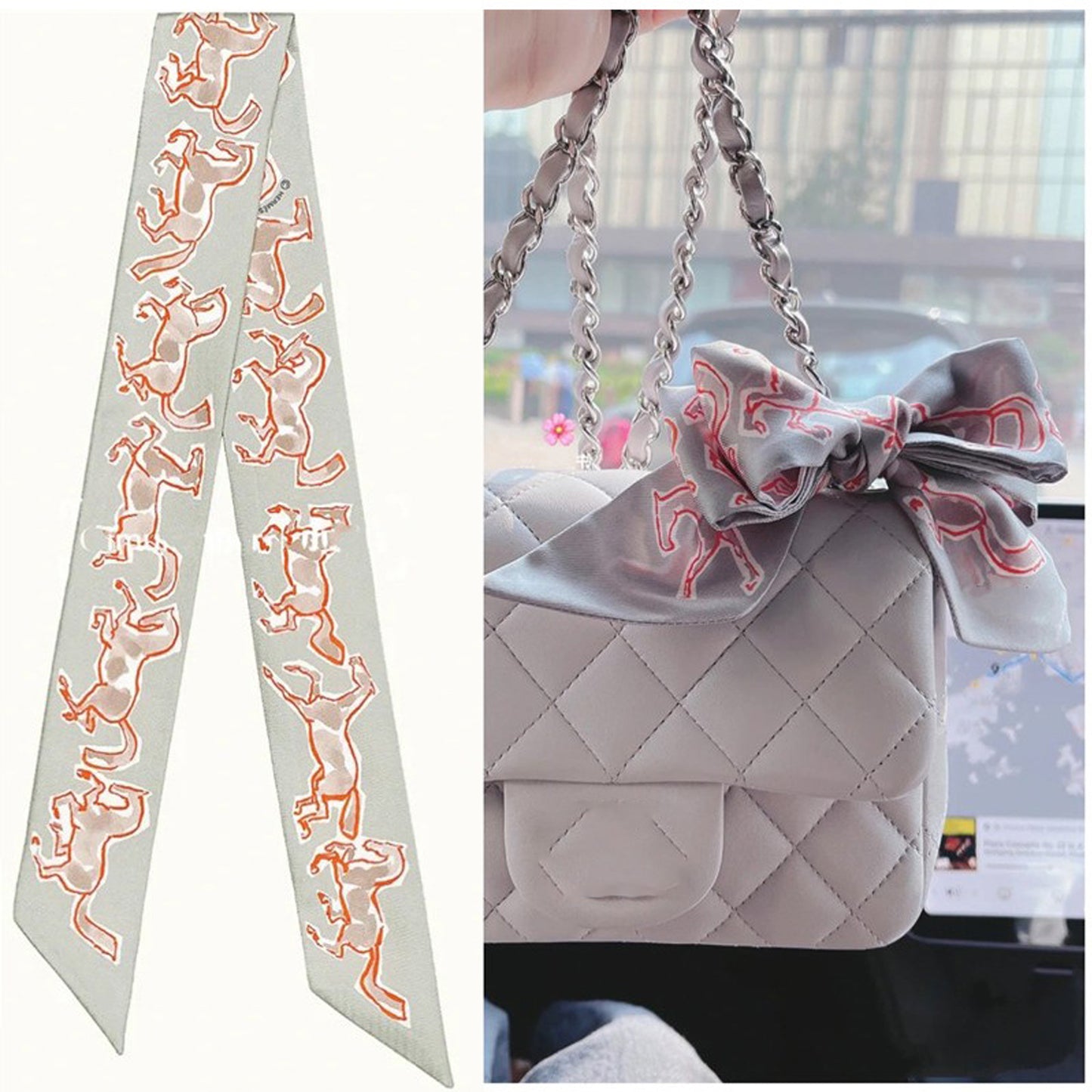 New 2024 Silk wrap Strap Bag handle Silk scarf tie strap Ribbon Decorative streamers headband