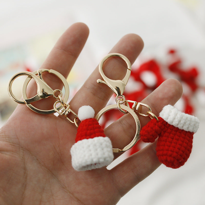 Christmas series hand-woven pendant wool crochet Christmas glove pendant sweet and cute key chain