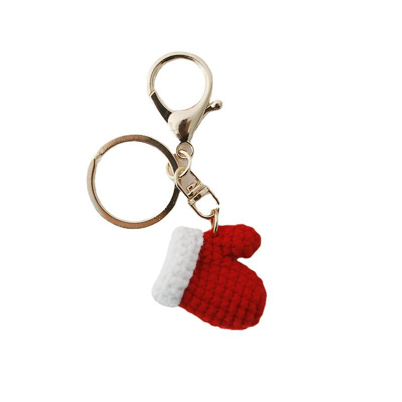 Christmas series hand-woven pendant wool crochet Christmas glove pendant sweet and cute key chain