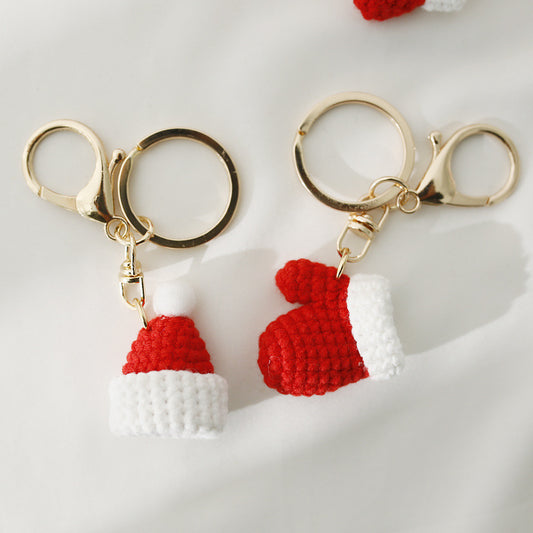 Christmas series hand-woven pendant wool crochet Christmas glove pendant sweet and cute key chain