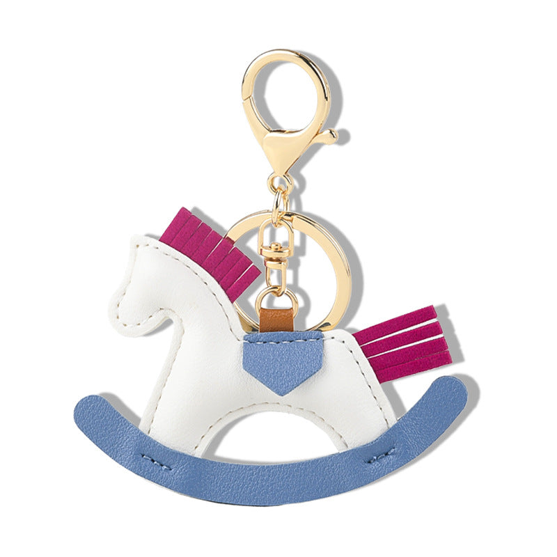 Pony pendant Cartoon Rocking horse leather pendant Handmade leather bag pendant Car keychain