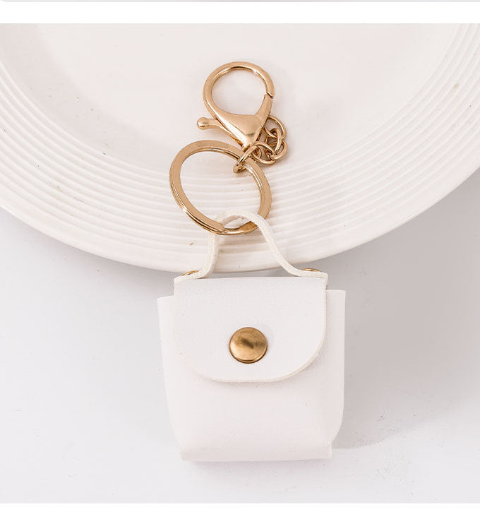 Coin purse Mini small storage bag PU leather solid color square bag key chain accessories car pendant