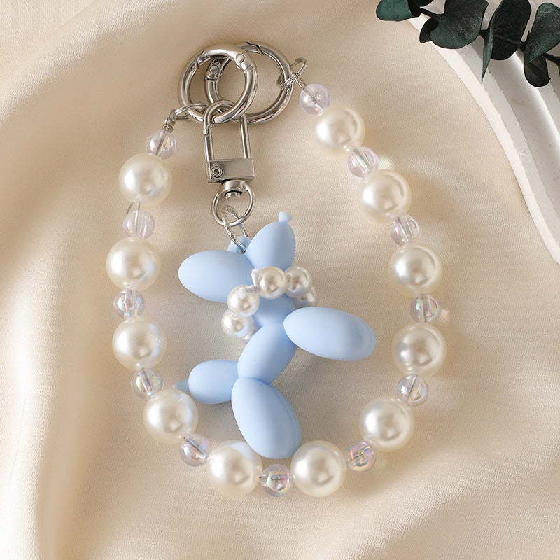 Balloon dog handmade beaded pearl phone chain