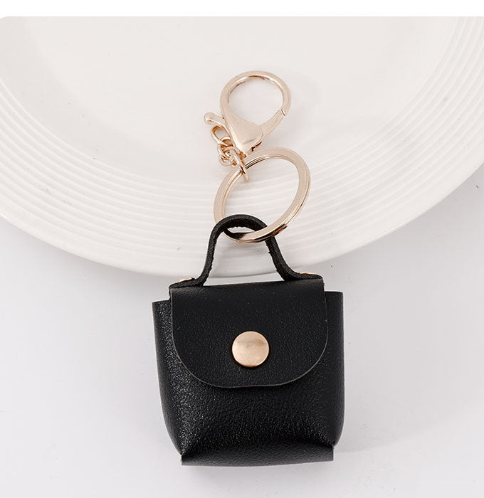 Coin purse Mini small storage bag PU leather solid color square bag key chain accessories car pendant