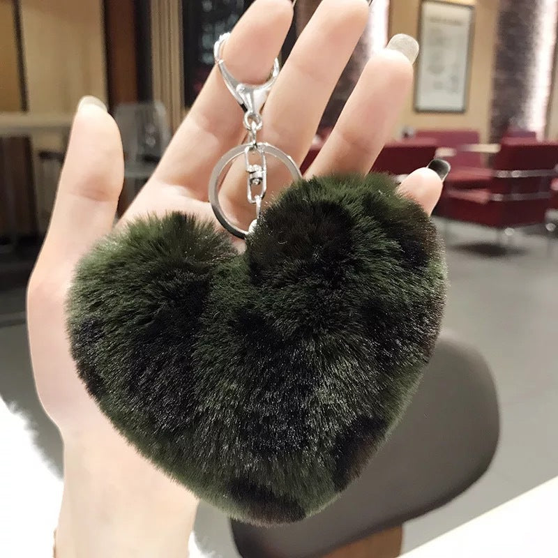 Rabbit plush leopard love hairball keychain pendant Creative bag pendant keychain pendant ornament Small gift