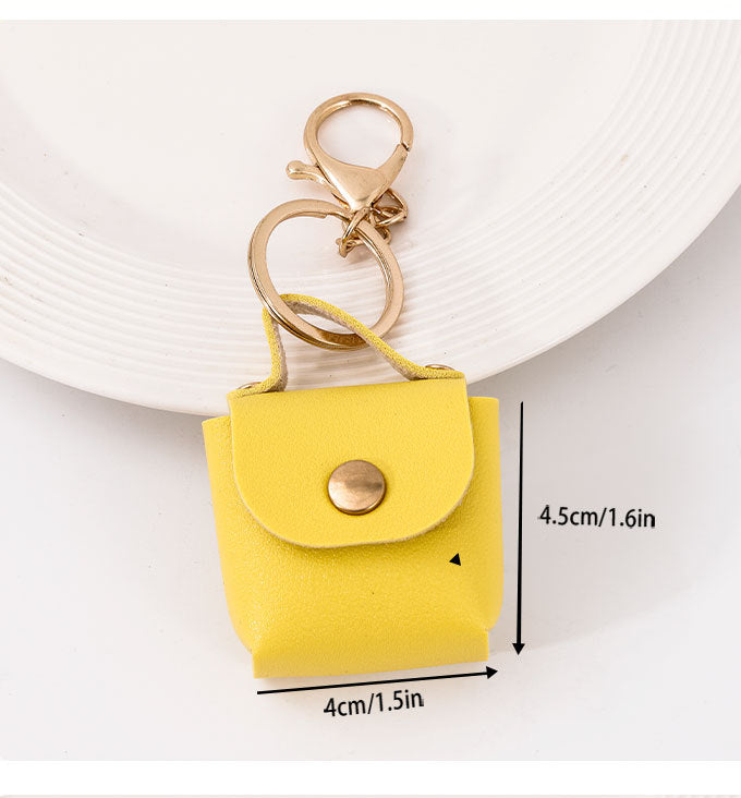 Coin purse Mini small storage bag PU leather solid color square bag key chain accessories car pendant