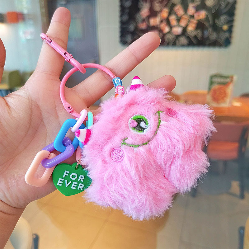 Plush small pendant Big eyes one-eyed monster keychain pendant Cute schoolbag cartoon pendant