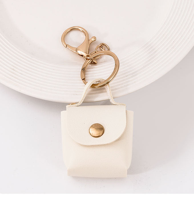 Coin purse Mini small storage bag PU leather solid color square bag key chain accessories car pendant