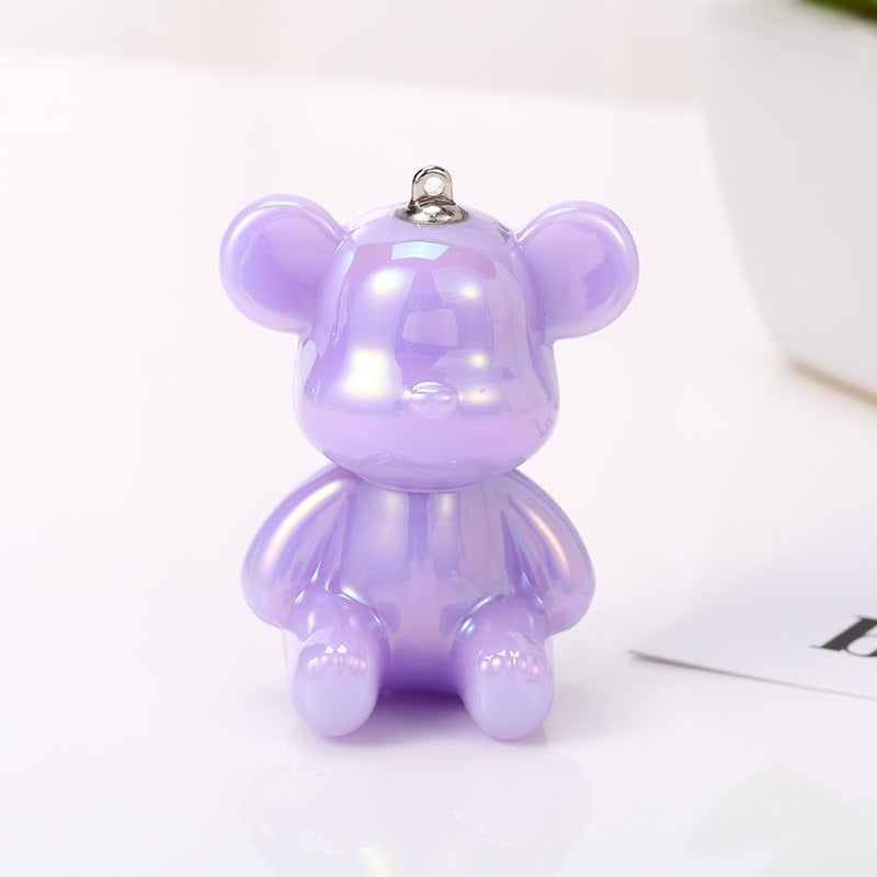 Acrylic double color sitting posture violence bear keychain DIY jewelry bag pendant rabbit keychain Pendant doll