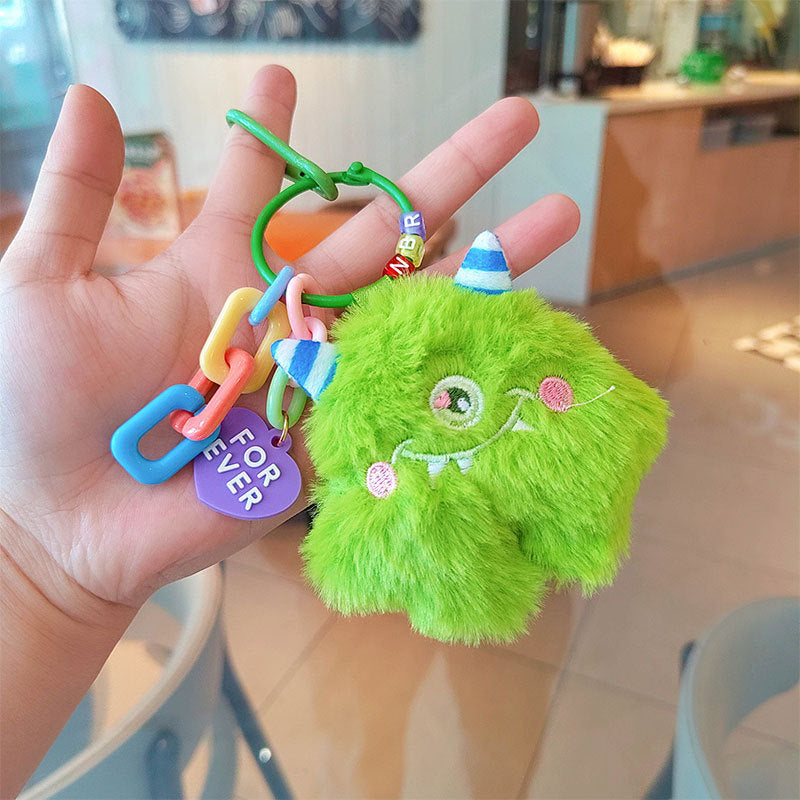 Plush small pendant Big eyes one-eyed monster keychain pendant Cute schoolbag cartoon pendant