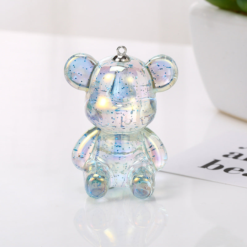 Acrylic double color sitting posture violence bear keychain DIY jewelry bag pendant rabbit keychain Pendant doll