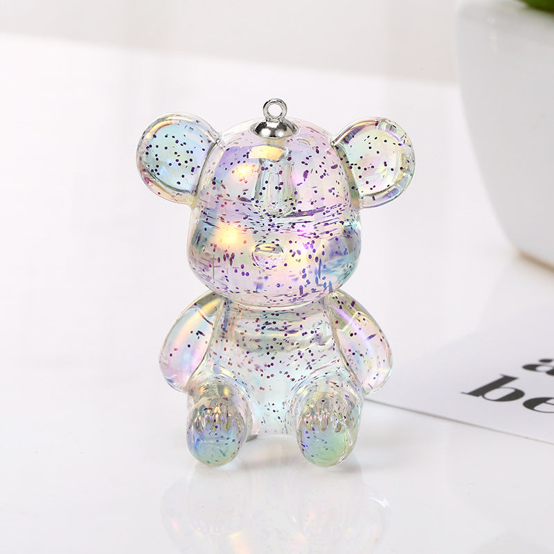 Acrylic double color sitting posture violence bear keychain DIY jewelry bag pendant rabbit keychain Pendant doll