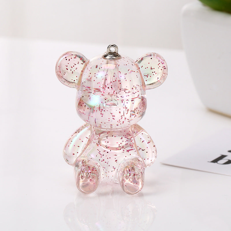 Acrylic double color sitting posture violence bear keychain DIY jewelry bag pendant rabbit keychain Pendant doll