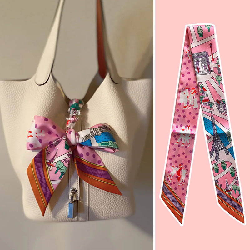 New 2024 Silk wrap Strap Bag handle Silk scarf tie strap Ribbon Decorative streamers headband