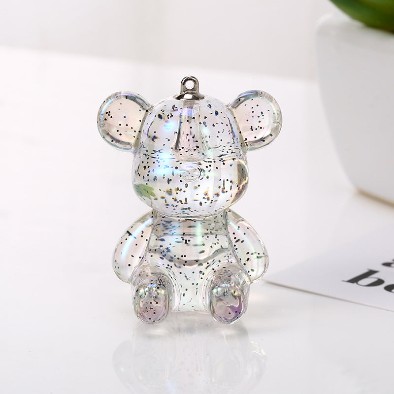 Acrylic double color sitting posture violence bear keychain DIY jewelry bag pendant rabbit keychain Pendant doll